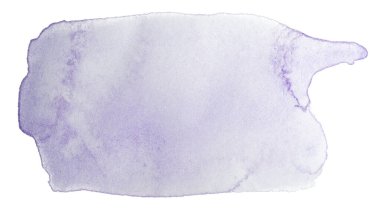 Beyaz arkaplanda izole edilmiş mavi lekeli suluboya. Suluboya dokusu