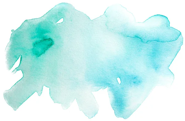 Esguicho Aquarela Azul Mancha Isolado Fundo Branco — Fotografia de Stock