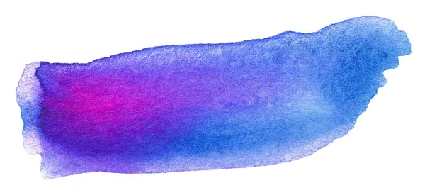 Azul Púrpura Mancha Acuarela Blanco Elemento Dibujado Mano Fotografía Textura — Foto de Stock