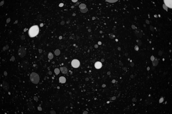 Textura Bokeh Sníh Černém Pozadí — Stock fotografie