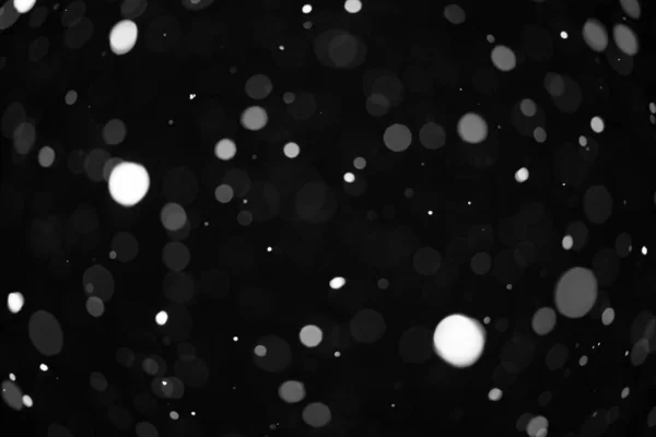 Textura Bokeh Neve Fundo Preto — Fotografia de Stock