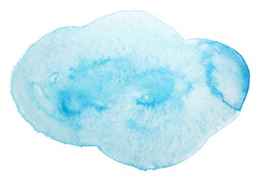 Beyaz arkaplanda mavi suluboya lekesi.