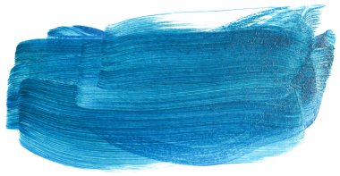 beyaz arkaplanda suluboya mavi çizgili fırça