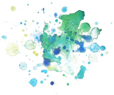 suluboya lekesi beyaz arkaplanda mavi-yeşil