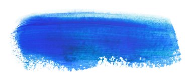 Akrilik mavi fırça darbesi. Beyazda izole edilmiş.