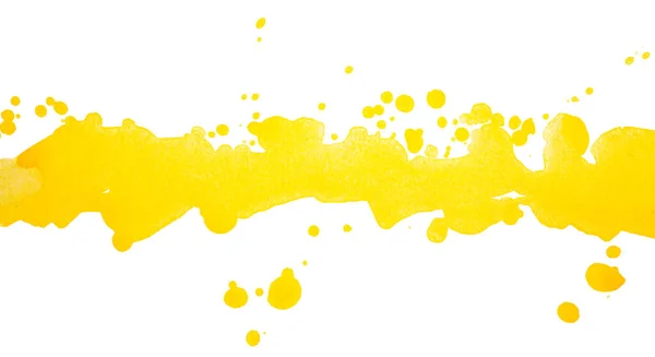 Pruh Akvarelové Barvy Žlutou Skvrnou Skvrny Kolem — Stock fotografie