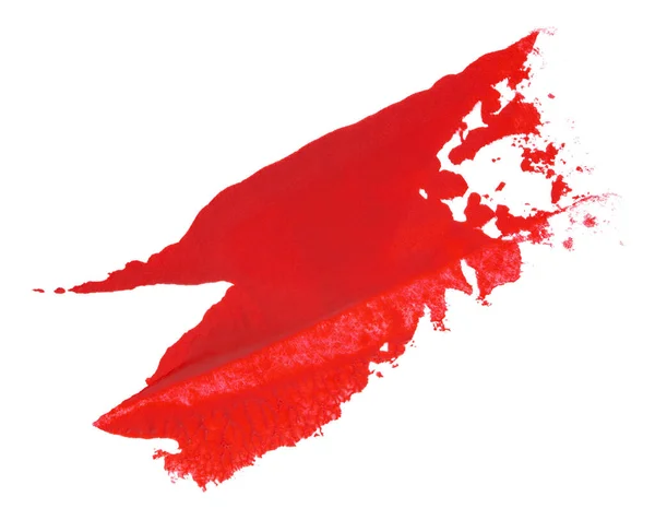 Абстрактний Акриловий Червоний Пензель Ізольовані Білому — стокове фото