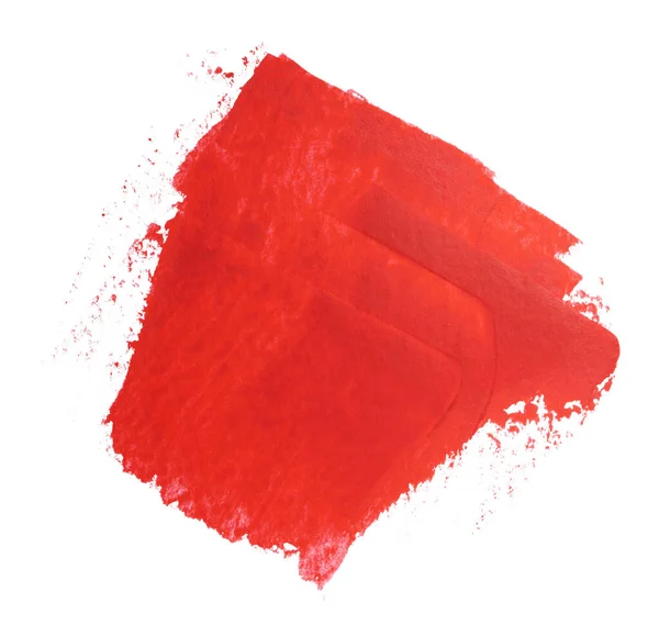 アクリル赤ブラシストローク 白に隔離された — ストック写真