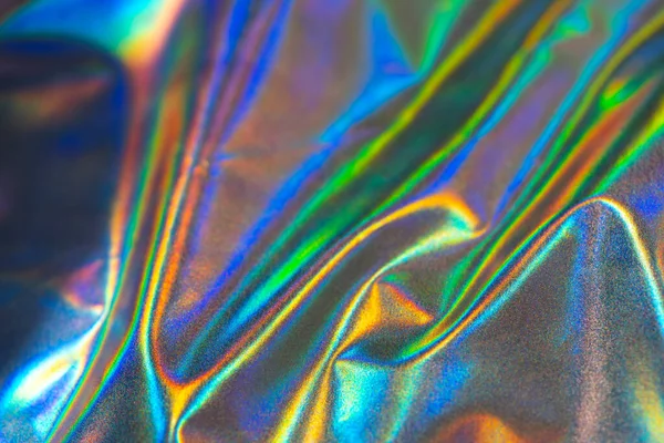 Iridescent Tyg Trasa Trendig Holografisk Bakgrund Färgglada Krom Tyg Färgade — Stockfoto