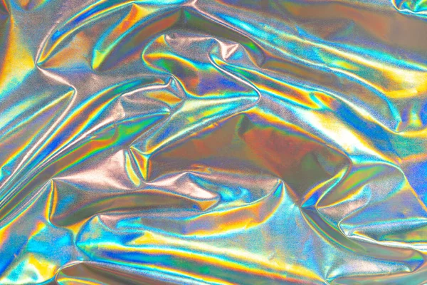 Iriserende Stof Trendy Holografische Achtergrond Kleurrijk Chroom Weefsel — Stockfoto
