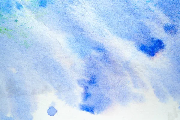 青の色合いの塗料やスポットの滴と水彩グランジの背景 — ストック写真