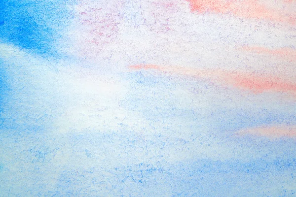 watercolor grunge background with drips of paint and spots in blue and red shades.