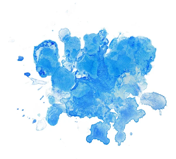 Mancha Acuarela Con Gotitas Pintura Azul Imagen de stock