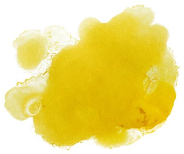 Beyaz arkaplanda suluboya sarı blot pankart elementi.