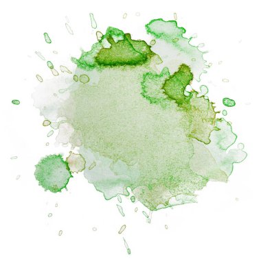 Yeşil suluboya lekesi, kağıda sıçramış..