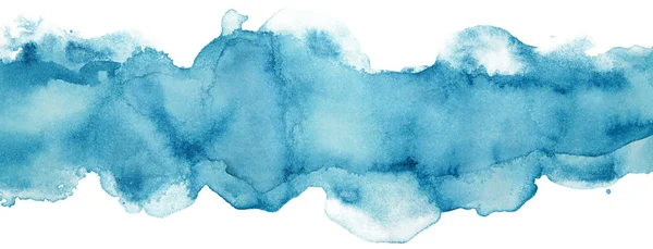 Aquarel Blauw Vlek Streep Banner Achtergrond Element Witte Achtergrond — Stockfoto