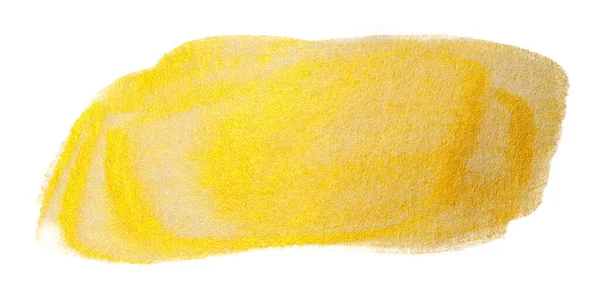 Жовте Золото Блискуча Фарба Пляма Паперовою Текстурою Білому Тлі — стокове фото