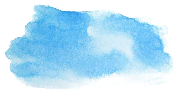 Teinture Aquarelle Bleue Abstraite Avec Texture Sur Fond Blanc Isolé — Photo