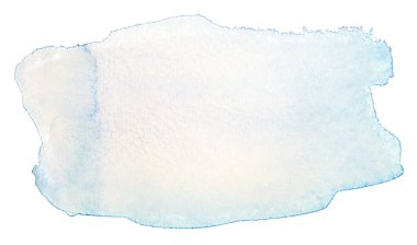 İzole edilmiş beyaz arkaplanda yarı saydam suluboya mavi leke