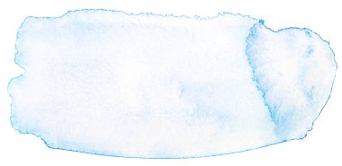 Beyaz zemin üzerindeki suluboya mavi leke izole edilmiş yarı şeffaf