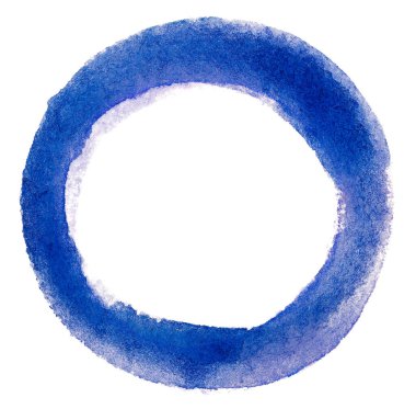 Beyaz arkaplanda mavi suluboya lekesi ve içinde boşluk var.