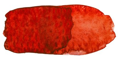 Beyaz arka planda kırmızı suluboya lekesi izole edilmiş boya taşkınlığı dokusu