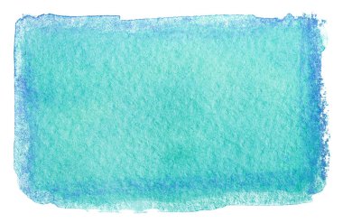 Suluboya mavi element. İzole edilmiş beyaz arkaplandaki kağıt fotoğraftaki suluboya dokusu