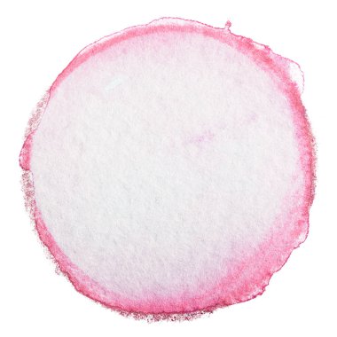 Suluboya kırmızı mor leke. İzole edilmiş beyaz arkaplandaki kağıt fotoğraftaki suluboya dokusu