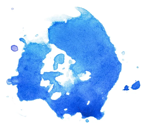 Mancha Aquarela Azul Abstrato Com Textura Sobre Fundo Branco Isolado — Fotografia de Stock