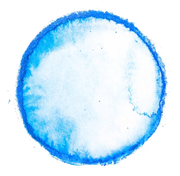Aquarelle Translucide Lumière Transparente Tache Bleue Sur Fond Blanc Cercle — Photo
