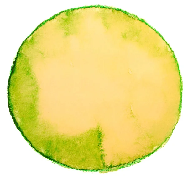 Aquarelle Avec Cercle Jaune Teinte Verte Sur Fond Blanc Cercle — Photo