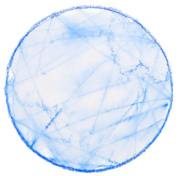 Bleu Clair Transparent Aquarelle Tache Sur Fond Blanc Cercle Isolé — Photo