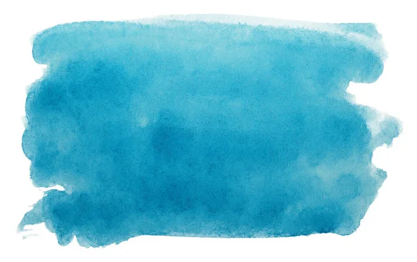 水彩の青の染色体 白い背景の上の紙の上の水の色のテクスチャ孤立 — ストック写真