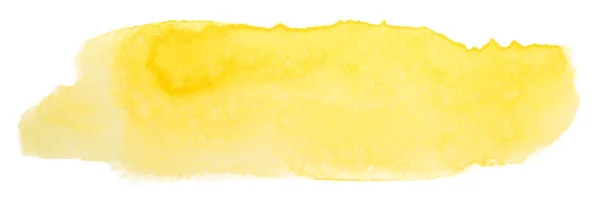 水彩黄染色元素 白色背景隔离纸照片上的水彩纹理 — 图库照片