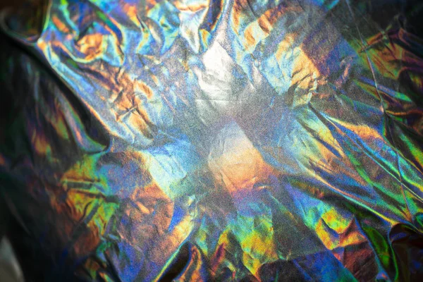 Tissu Irisé Fond Holographique Surface Froissée — Photo