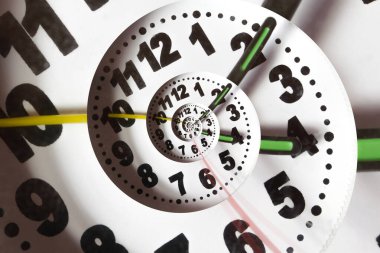 Sarmal saat, oklu ve soyut sonsuz saat. İllüstrasyon sonsuz sarmal fikir