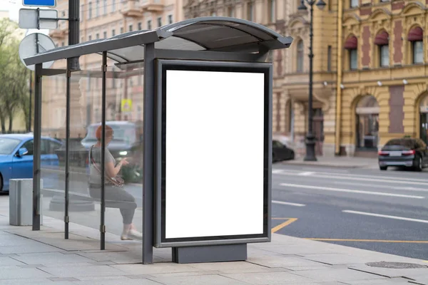 Zewnętrzna Makieta Reklamowa Reklamy Schronisku Autobusowym — Zdjęcie stockowe