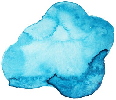 Beyaz arkaplanda mavi suluboya lekesi izole edildi