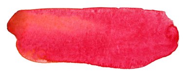 damlayan boya dokusuyla izole edilmiş beyaz arkaplan üzerindeki kırmızı lekeli suluboya.