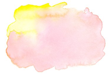 suluboya boya açık pembe, sarıya boyalı, kağıt suluboya desenli. tasarım için boya ögesi