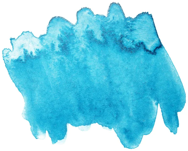 Mancha Aquarela Azul Fundo Branco Isolado — Fotografia de Stock