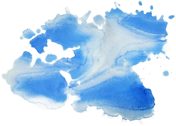 Blå Akvarell Fläck Vit Bakgrund Isolerad — Stockfoto