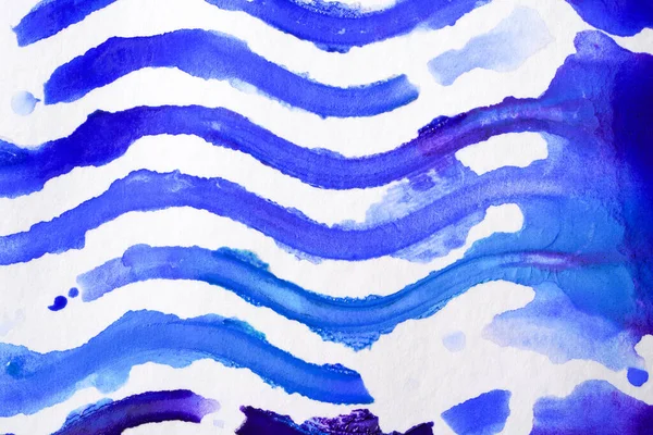 Akvarelové Pozadí Textury Papíru Vlnami Modré — Stock fotografie