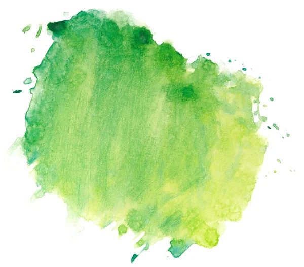 Abstrakt Akvarell Fläck Grön Grunge Droppar Stänk Vit Bakgrund Isolerad — Stockfoto