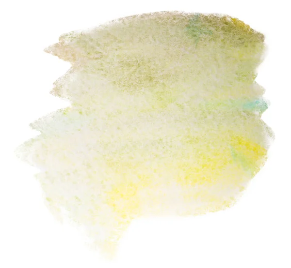 Textura Mancha Aquarela Amarela Isolada Papel — Fotografia de Stock