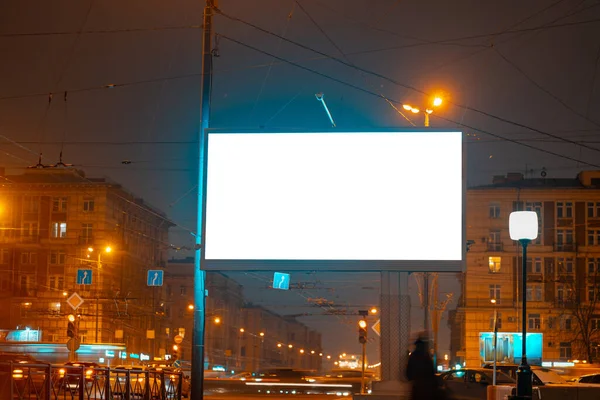 Billboard Nocnym Mieście Świecący Ekran Led — Zdjęcie stockowe