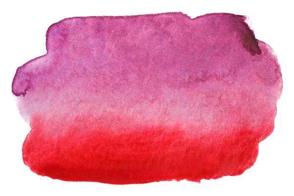 Czerwona Plama Akwarela Tło Białym Odizolowanym Tle Teksturą Ociekającej Farby — Zdjęcie stockowe