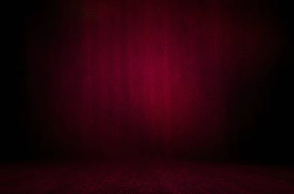 Background horizontal Studio Portrait Backdrops dark red. Illuminated by a blur of light. canvas, muslin cloth fabric. wall and floor