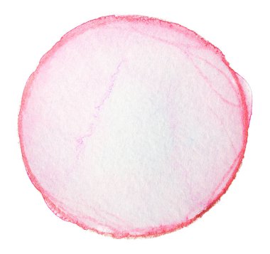 kırmızı suluboya daire elementi doymuş renklerle ve parlak bir ortayla. Beyaz arkaplan üzerindeki kart tasarımı için izole şablon