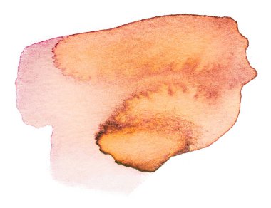 Beyaz üzerinde suluboya kahverengi leke. El çizimi öge